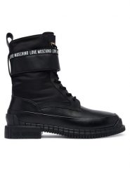 LOVE MOSCHINO Trzewiki JA24053G1PIN100A Czarny. Czarne botki damskie Love Moschino, bez wzorów, ze skóry, bez obcasa, na płaskiej podeszwie, bez zapięcia. Za 1,099.00 zł.