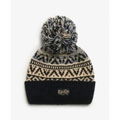 Czapka dzianinowa z wzorem dla kobiet Superdry. Niebieskie czapki damskie Superdry, bez wzorów, z dzianiny. W wyprzedaży za 129.80 zł.
