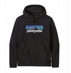 Bluza p-6 logo uprisal hoody-black-l PATAGONIA. Czarne bluzy męskie Patagonia, l, bez wzorów, bez ramiączek, bez kaptura. Za 398.93 zł.