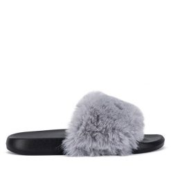 Klapki DeeZee. Szare klapki damskie DeeZee, bez wzorów, bez obcasa, bez zapięcia. Za 59.99 zł.