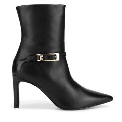 Botki GINO ROSSI. Czarne botki damskie Gino Rossi, bez wzorów, bez obcasa, na szpilce, bez zapięcia. Za 429.99 zł.