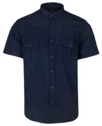 Koszula Bawełniana - ESPADA - Granatowa - Slim. Niebieskie koszule męskie Espada, l, bez wzorów, z bawełny, sportowe, bez kołnierzyka, bez ramiączek. Za 145.00 zł.