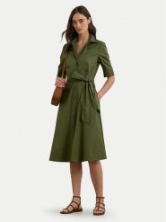 LAUREN RALPH LAUREN Sukienka koszulowa 200748950014 Zielony Regular Fit. Zielone sukienki damskie Lauren Ralph Lauren, bez wzorów, z bawełny, bez kołnierzyka, bez ramiączek, koszulowe. Za 659.99 zł.