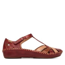 Półbuty Pikolinos. Czerwone półbuty damskie Pikolinos, bez wzorów, bez obcasa, na płaskiej podeszwie, bez zapięcia. Za 559.99 zł.