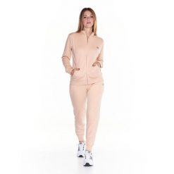 Bluza miękka z zamek błyskawiczny na co dzień. Brązowe bluzy damskie LEONE 1947 APPAREL, xs, bez wzorów, z dresówki, sportowe, bez ramiączek, bez kaptura. W wyprzedaży za 246.29 zł.