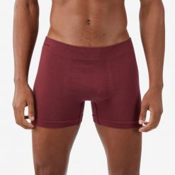 Bokserki trekkingowe męskie Forclaz MT900 merino. Brązowe bokserki męskie FORCLAZ, bez wzorów, z elastanu. Za 99.99 zł.