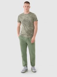 4F Spodnie casual męskie - khaki L. Brązowe spodnie materiałowe męskie 4F, bez wzorów, z bawełny. W wyprzedaży za 89.99 zł.