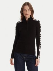 DKNY Sweter P5MSAY01 Czarny Slim Fit. Czarne swetry nierozpinane damskie DKNY, l, bez wzorów, z wiskozy, bez kołnierzyka, bez ramiączek. Za 399.99 zł.