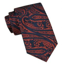 Modny Męski Krawat - Alties - Duży, Miedziany Wzór. Brązowe krawaty i muchy Alties, bez wzorów, z tkaniny, eleganckie. Za 49.00 zł.
