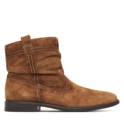 Botki Tamaris. Brązowe botki damskie Tamaris, bez wzorów, bez obcasa, na płaskiej podeszwie, bez zapięcia. Za 379.99 zł.