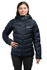 Kurtka trekkingowa puchowa damska Glaceon Pro Women. Szare kurtki sportowe damskie RAB, na zimę, m, bez wzorów, z materiału, bez ramiączek, z kapturem, trekkingowe. Za 1,093.50 zł.