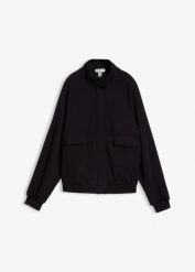 Bluza rozpinana z materiału scuba. Czarne bluzy damskie bonprix, bez wzorów, bez ramiączek, bez kaptura. Za 169.99 zł.