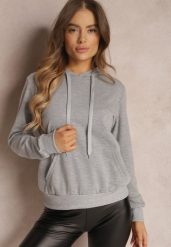 Szara Bluza z Kapturem Lemine. Szare bluzy damskie Renee, l, bez wzorów, z dzianiny, casualowe, bez ramiączek, z kapturem. Za 39.99 zł.