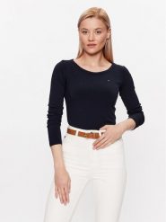 Tommy Hilfiger Bluzka WW0WW38869 Granatowy Slim Fit. Niebieskie bluzki damskie Tommy Hilfiger, xl, bez wzorów, z wiskozy, bez kołnierzyka, bez ramiączek. Za 209.99 zł.