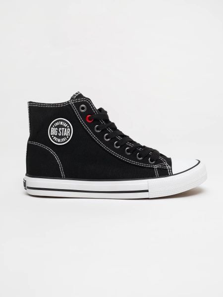 Trampki damskie wysokie czarne JJ274A502 906. Czarne trampki i tenisówki damskie BIG STAR, bez wzorów, bez zapięcia. Za 119.99 zł.