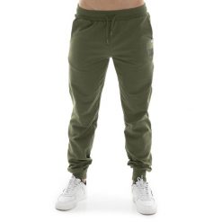 Spodnie dresowe z bawełna z kieszenie na trening. Zielone spodnie sportowe męskie LEONE 1947 APPAREL, bez wzorów, z bawełny, na fitness i siłownię. W wyprzedaży za 117.88 zł.