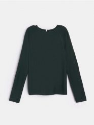 Sweter z zamkiem z tyłu - zielony. Zielone swetry nierozpinane damskie Sinsay, l, bez wzorów, bez kołnierzyka, bez ramiączek. Za 49.99 zł.