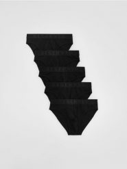 Bawełniane slipy 5 pack - czarny. Czarne slipki męskie Reserved, l, bez wzorów, z bawełny. Za 99.99 zł.