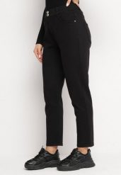 Czarne Jeansy Mom Fit z Gumką w Pasie Copelina. Czarne jeansy damskie Born2be, z aplikacjami, z jeansu, eleganckie, z podwyższonym stanem. Za 109.99 zł.