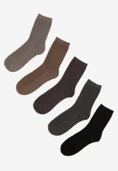 Wielokolorowe Bawełniane Skarpety Basic 5-pack o Gładkim Wykończeniu Seziena. Skarpety męskie Born2be, z aplikacjami, z bawełny. Za 14.99 zł.
