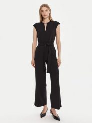 Calvin Klein Kombinezon LV044C066G Czarny Regular Fit. Czarne sukienki damskie Calvin Klein, xl, bez wzorów, z syntetyku, bez kołnierzyka, bez ramiączek. Za 539.99 zł.