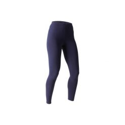 Legginsy Slim Gym & Pilates Stretch 100 damskie. Niebieskie legginsy damskie DOMYOS, bez wzorów, z bawełny. Za 19.99 zł.