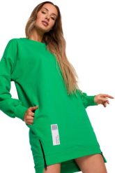 Przedłużona Bluza z Ozdobnymi Suwakami - Zielona. Zielone bluzy damskie MOE, l, bez wzorów, z bawełny, bez ramiączek, bez kaptura. Za 308.90 zł.