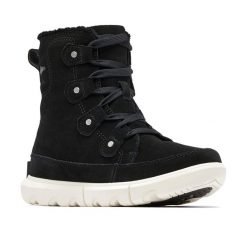 Buty trekkingowe damskie Sorel Explorer Next Joan Wp black/fawn. Czarne obuwie trekkingowe damskie Sorel, bez zapięcia. Za 379.99 zł.