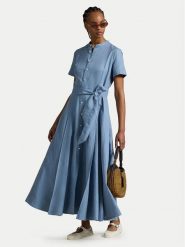 Polo Ralph Lauren Sukienka koszulowa 211972054001 Błękitny Regular Fit. Niebieskie sukienki damskie Polo Ralph Lauren, bez wzorów, ze lnu, bez kołnierzyka, bez ramiączek, koszulowe. Za 1,149.00 zł.