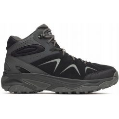 Buty hikingowe dla mężczyzn Merrell YOKOTA 3 MID GTX. Czarne buty zimowe męskie Merrell, bez wzorów, z gore-texu, bez obcasa, bez zapięcia. Za 509.99 zł.