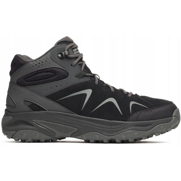 Buty hikingowe dla mężczyzn Merrell YOKOTA 3 MID GTX. Czarne buty zimowe męskie Merrell, bez wzorów, z gore-texu, bez obcasa, bez zapięcia. Za 509.99 zł.