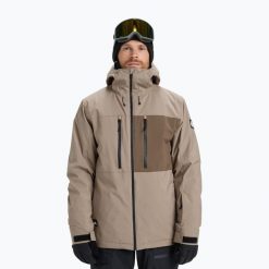 Kurtka snowboardowa męska Quiksilver Sycamore Solid 20K. Brązowe kurtki męskie Quiksilver, na zimę, l, bez wzorów, z materiału, rockowe, bez kaptura. Za 749.99 zł.