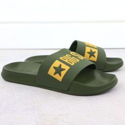 Klapki męskie plażowe basenowe zielone Big Star SS174360. Zielone klapki męskie BIG STAR, bez wzorów, z materiału, bez zapięcia. Za 79.99 zł.