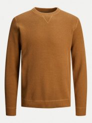 Jack & Jones Sweter 12264668 Brązowy Regular Fit. Brązowe swetry męskie Jack & Jones, l, bez wzorów, z bawełny, bez kołnierzyka, bez ramiączek. Za 149.99 zł.