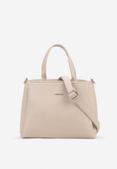 Beżowa Torebka Shopper z Trzema Przegródkami Meravienna. Brązowe torebki do ręki damskie Renee, bez wzorów, z jeansu, bez dodatków. Za 159.99 zł.