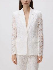 Strukturalna marynarka - biały. Białe marynarki i żakiety damskie Reserved, bez wzorów, z bawełny, bez kołnierzyka, bez ramiączek. Za 259.99 zł.