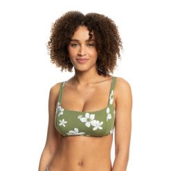 Góra od stroju kąpielowego ROXY Retro. Zielone bikini Roxy, xs, bez wzorów. Za 89.99 zł.