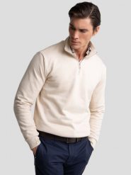 Bluza męska ze stójką kremowa Salih 103. Białe bluzy męskie BIG STAR, l, z aplikacjami, z bawełny, eleganckie, bez ramiączek, bez kaptura. W wyprzedaży za 179.99 zł.