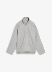 Bluza oversize z materiału w optyce wełny. Szare bluzy damskie bonprix, bez wzorów, z wełny, bez ramiączek, bez kaptura. Za 149.99 zł.