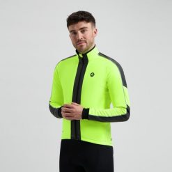 Kurtka rowerowa zimowa męska Rogelli Essential Hi Vis. Czarne kurtki męskie Rogelli, na zimę, m, bez wzorów, z softshellu, bez kaptura. Za 453.00 zł.