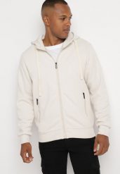 Beżowa Rozpinana Bluza z Bawełną i Kapturem Corilena. Brązowe bluzy męskie Born2be, l, bez wzorów, z bawełny, z kapturem. Za 89.99 zł.