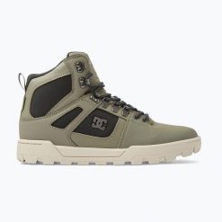 Buty męskie DC Pure High Top WR. Zielone buty zimowe męskie DC Shoes, bez wzorów, bez obcasa, bez zapięcia. Za 419.99 zł.