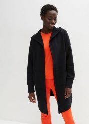 Długa bluza. Czarne bluzy damskie bonprix, bez wzorów, bez ramiączek, bez kaptura. Za 117.99 zł.