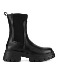DeeZee Botki HY13030-7 Czarny. Czarne botki damskie DeeZee, bez wzorów, z materiału, bez obcasa, na słupku, bez zapięcia. Za 179.99 zł.