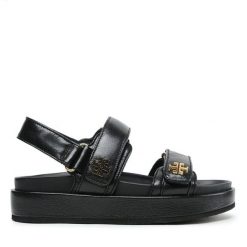 Sandały Tory Burch. Czarne sandały damskie Tory Burch, bez wzorów, bez obcasa, na płaskiej podeszwie, bez zapięcia. Za 1,049.00 zł.