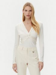 BOSS Bluzka Eulori 50534546 Kremowy Slim Fit. Białe bluzki damskie Boss, l, bez wzorów, z wiskozy, bez kołnierzyka, bez ramiączek. Za 389.99 zł.