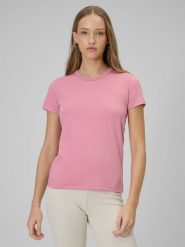 4F T-shirt slim gładki damski - różowy XS. Czerwone t-shirty damskie 4F, xs, bez wzorów, z bawełny, klasyczne, bez kołnierzyka, bez ramiączek. Za 49.99 zł.