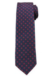 Ciemnogranatowy Elegancki Krawat -Angelo di Monti- 6 cm, Męski, W Czerwone Kwadraciki. Czerwone krawaty i muchy Angelo di Monti, bez wzorów, eleganckie. Za 45.00 zł.