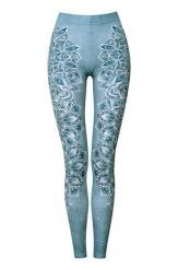 Legginsy sportowe damskie DEEP TRIP Aqua. Niebieskie legginsy damskie DEEP TRIP, z aplikacjami, z elastanu. Za 179.00 zł.