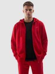 4F Bluza dresowa rozpinana z kapturem męska - ciemna czerwień S. Czerwone bluzy męskie 4F, l, bez wzorów, z bawełny, z kapturem. W wyprzedaży za 119.99 zł.